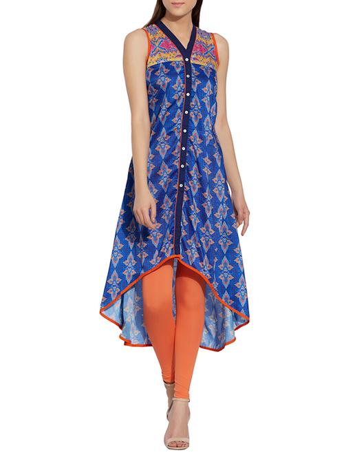 blue high low kurta - 13466287 - Very Small Image - 1