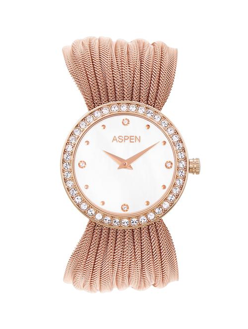 aspen vibrant white ionic rose gold plating round dial ladies analog watch - ap1988 - 13466955 - Very Small Image - 1