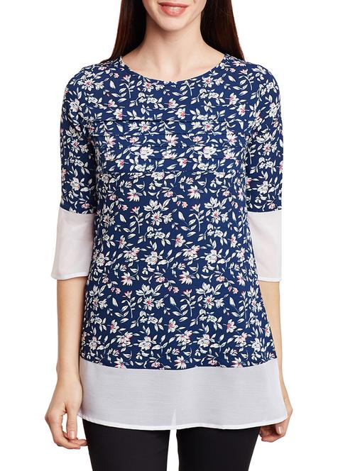 pleat detail floral top - 13468046 - Very Small Image - 1