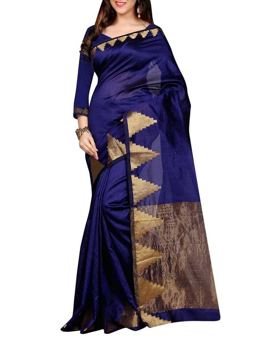 blue bordered saree with blouse - 13470553 - Very Small Image - 1