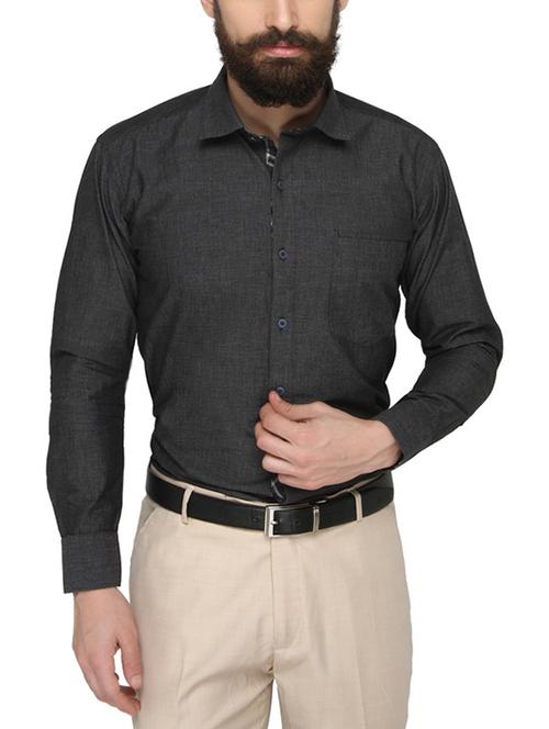 black cotton formal shirt - 13470844 - Very Small Image - 1