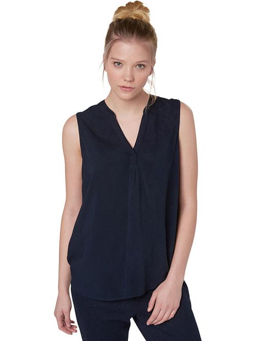 navy blue viscose regular top - 13478814 - Very Small Image - 1