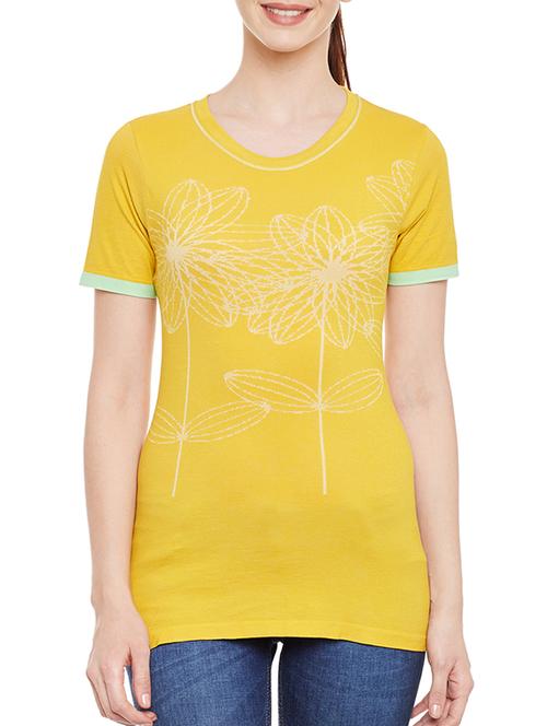 yellow printed cotton regular tee - 13480254 - Very Small Image - 1