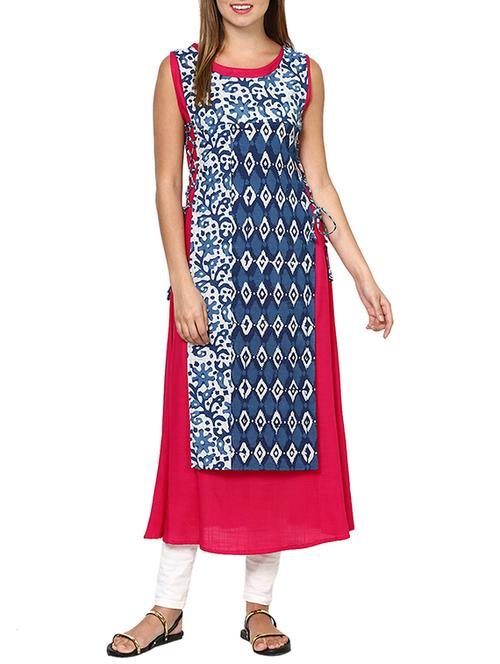 indigoi layered long kurta - 13480298 - Very Small Image - 1