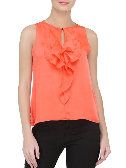 bright peach ruffle top - 13481951 - Very Small Image - 1