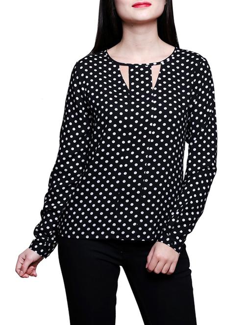 black polka dots printed viscose regular top - 13548113 - Very Small Image - 1