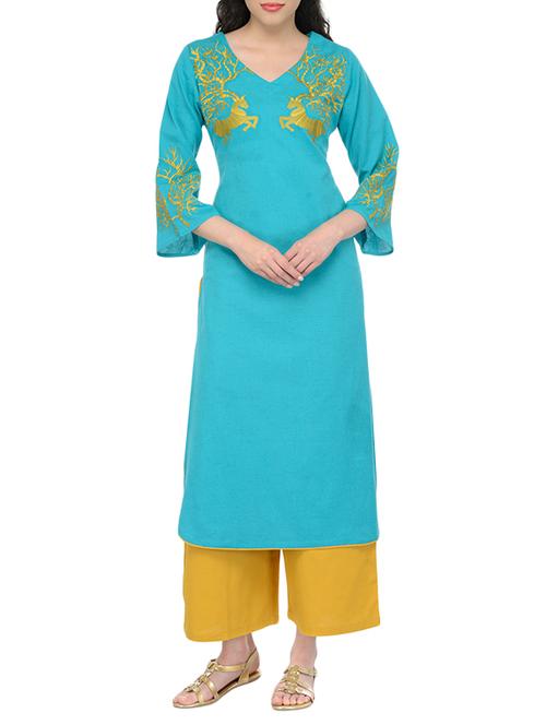 embroidered straight kurta - 13549953 - Very Small Image - 1