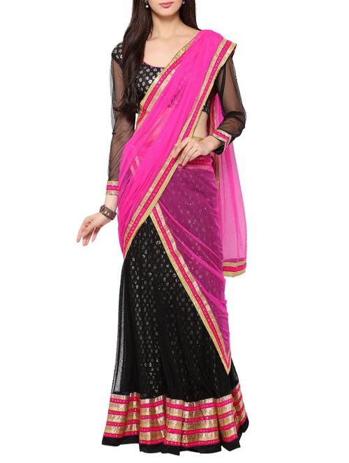 black net aline lehenga - 13552625 - Very Small Image - 1