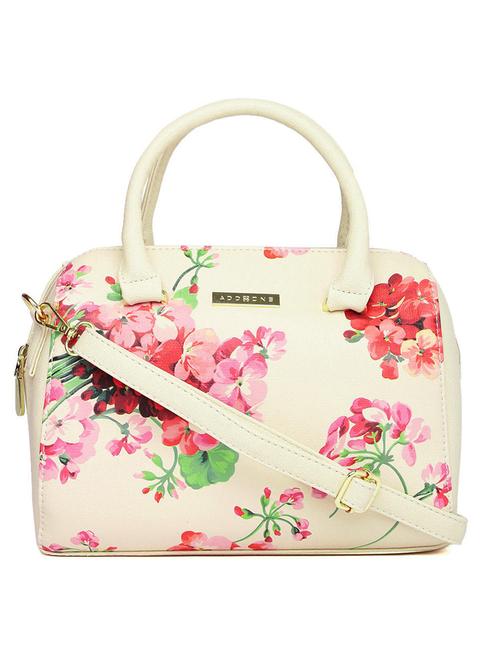 cream leatherette printed handbag - 13552685 - Very Small Image - 1