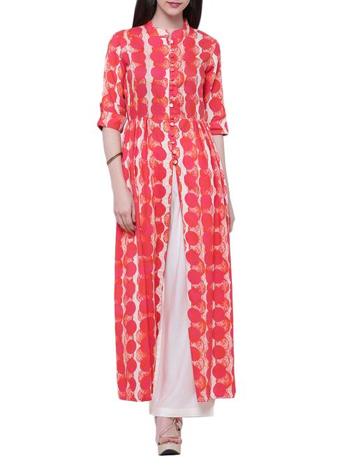 pink viscose high slit kurta - 13552782 - Very Small Image - 1