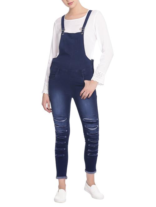 stone washed distressed dungaree - 13552859 - Very Small Image - 1