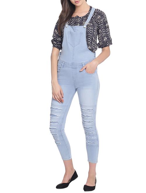 stone washed distressed dungaree - 13552866 - Very Small Image - 1