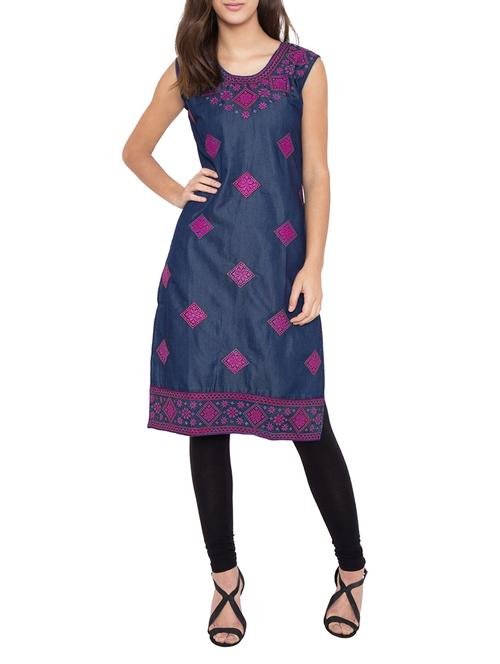 Embroidered straight kurta - 13553485 - Very Small Image - 1