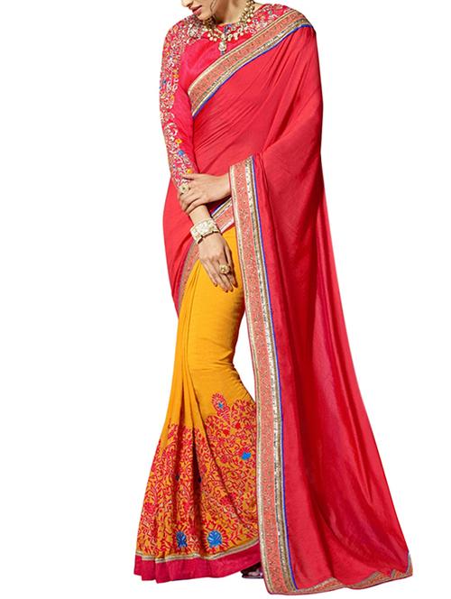 yellow liva half and half saree with blouse - 13556818 - Very Small Image - 1