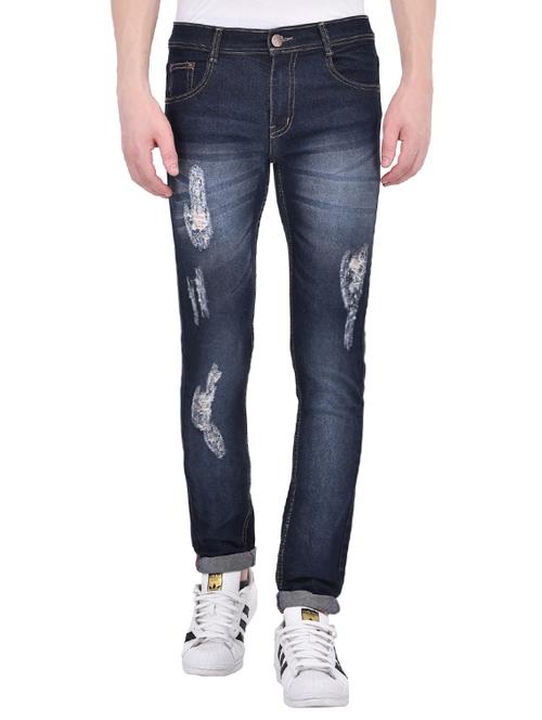 navy blue denim distressed jean - 13570123 - Very Small Image - 1