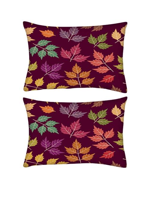 snoogg pack of two a seamless pattern with leaf rectangle toss throw pillow cushion cover decoarative pillow case 14 x 07" - 13572069 - Very Small Image - 1