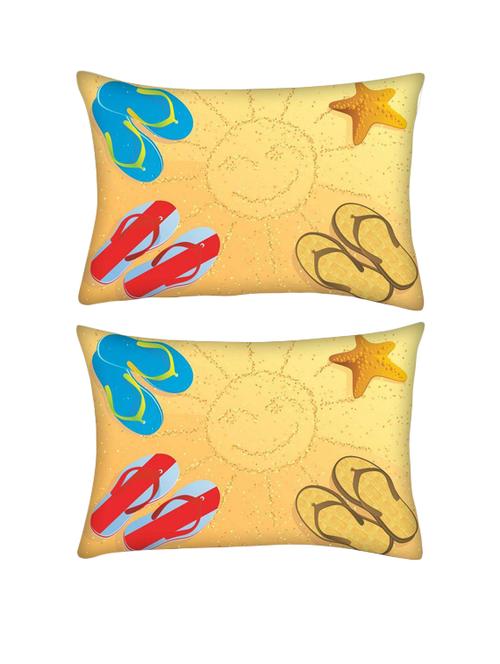 snoogg pack of two beach abstract vector rectangle toss throw pillow cushion cover decoarative pillow case 14 x 07" - 13572110 - Very Small Image - 1