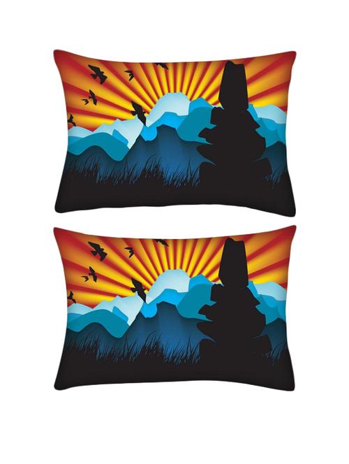 snoogg pack of two beautiful landscape background rectangle toss throw pillow cushion cover decoarative pillow case 14 x 07" - 13572115 - Very Small Image - 1
