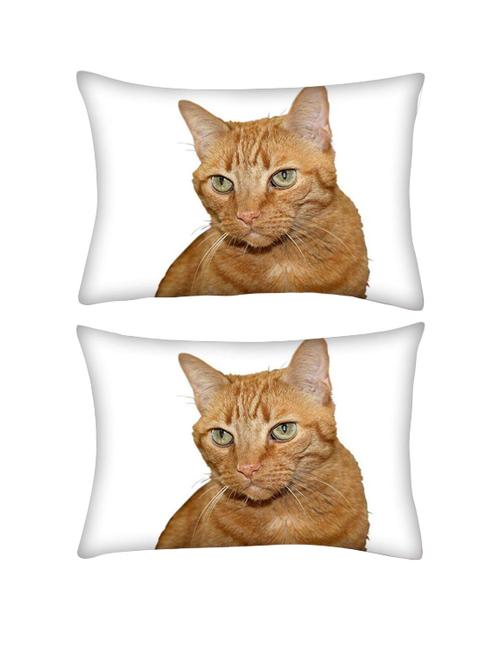 snoogg pack of two cat rectangle toss throw pillow cushion cover decoarative pillow case 14 x 07" - 13572190 - Very Small Image - 1