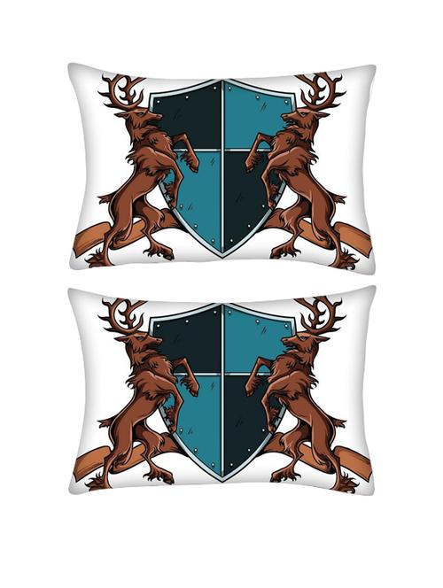 snoogg pack of two crests vector element rectangle toss throw pillow cushion cover decoarative pillow case 14 x 07" - 13572234 - Very Small Image - 1