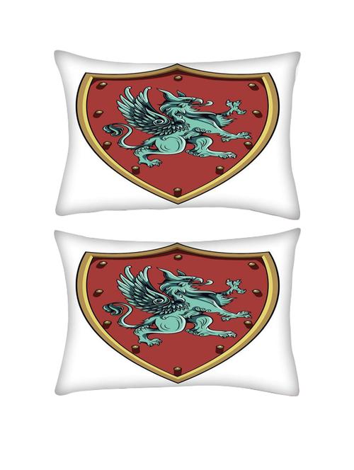 snoogg pack of two crests vector element rectangle toss throw pillow cushion cover decoarative pillow case 14 x 07" - 13572236 - Very Small Image - 1