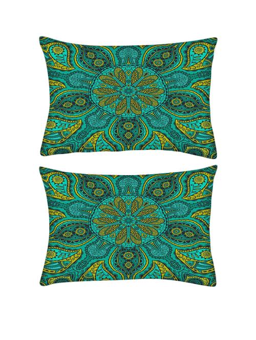 snoogg pack of two ornamental lace pattern rectangle toss throw pillow cushion cover decoarative pillow case 14 x 07" - 13572412 - Very Small Image - 1