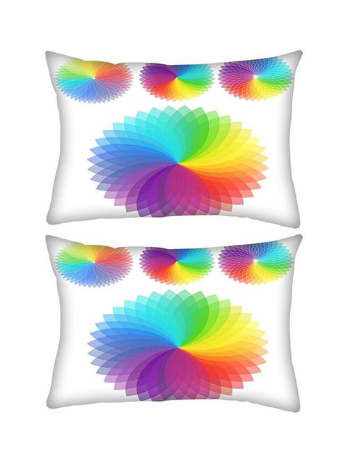 snoogg pack of two set of rainbow flowers rectangle toss throw pillow cushion cover decoarative pillow case 14 x 07" - 13572485 - Very Small Image - 1