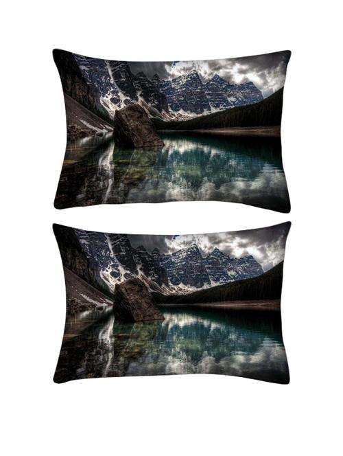 snoogg pack of two lake view rectangle toss throw pillow cushion cover decoarative pillow case 14 x 07" - 13572549 - Very Small Image - 1
