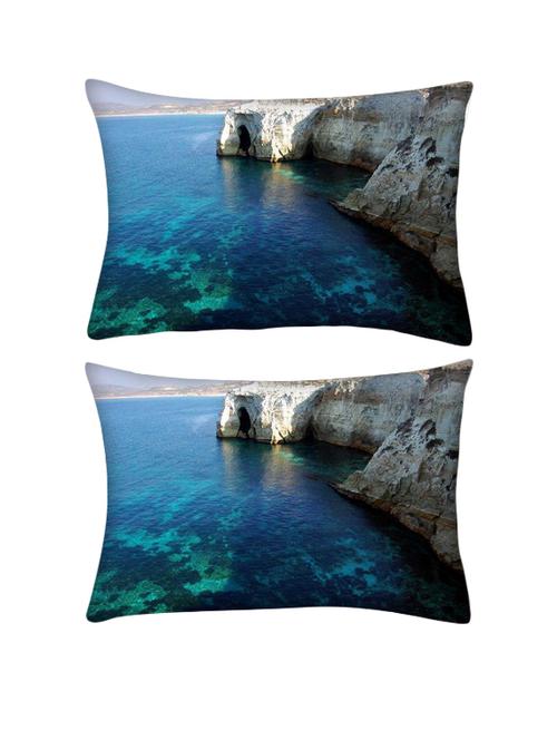 snoogg pack of two beautiful nature rectangle toss throw pillow cushion cover decoarative pillow case 14 x 07" - 13572554 - Very Small Image - 1