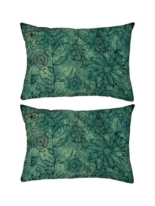 snoogg pack of two abstract floral design rectangle toss throw pillow cushion cover decoarative pillow case 14 x 07" - 13572834 - Very Small Image - 1