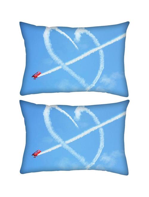 snoogg pack of two airplane fly heart rectangle toss throw pillow cushion cover decoarative pillow case 14 x 07" - 13573378 - Very Small Image - 1