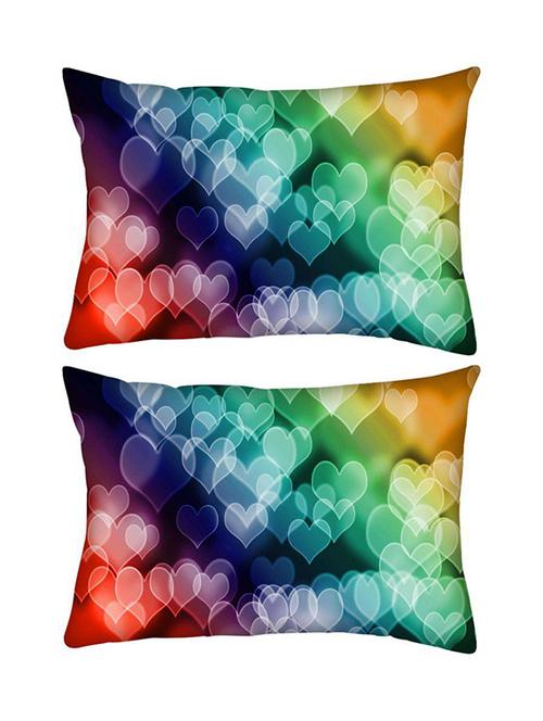 snoogg pack of two colored hearts rectangle toss throw pillow cushion cover decoarative pillow case 14 x 07" - 13573517 - Very Small Image - 1