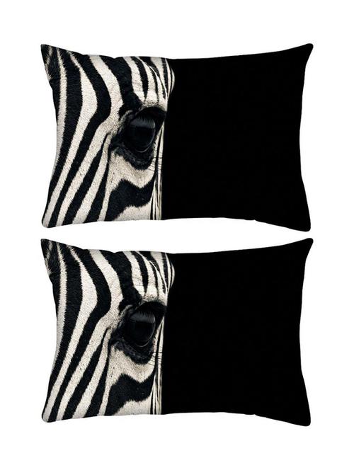 snoogg pack of two zebra eyes rectangle toss throw pillow cushion cover decoarative pillow case 14 x 07" - 13574253 - Very Small Image - 1