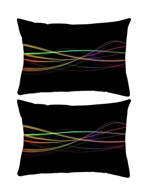 snoogg pack of two multiple rays in black background rectangle toss throw pillow cushion cover decoarative pillow case 14 x 07" - 13574404 - Very Small Image - 1