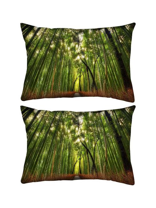 snoogg pack of two small path in forest rectangle toss throw pillow cushion cover decoarative pillow case 14 x 07" - 13575107 - Very Small Image - 1