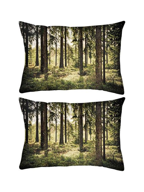 snoogg pack of two scary forest rectangle toss throw pillow cushion cover decoarative pillow case 14 x 07" - 13575131 - Very Small Image - 1