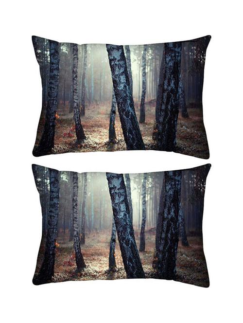 snoogg pack of two white trees rectangle toss throw pillow cushion cover decoarative pillow case 14 x 07" - 13575240 - Very Small Image - 1