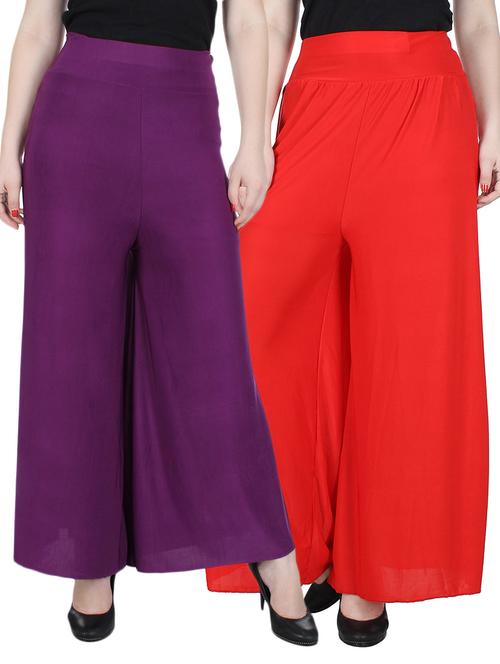 set of 2 multi colored hosery palazzo - 13599578 - Very Small Image - 1