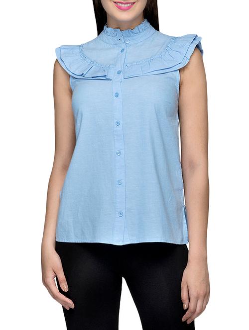 light blue cotton regular shirt - 13599985 - Very Small Image - 1