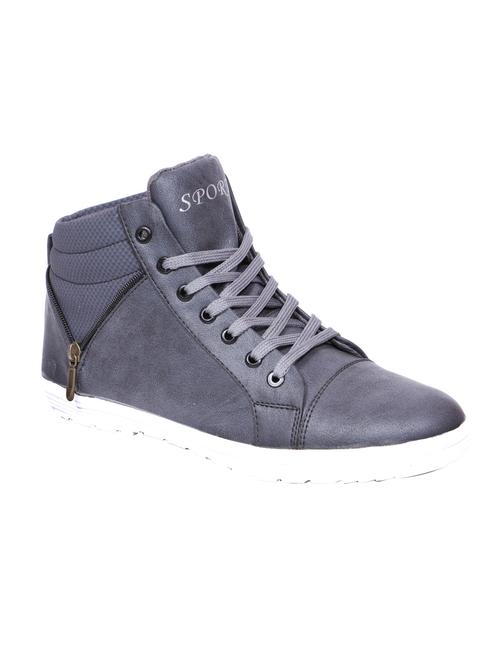 grey leatherette lace up sneaker - 13602124 - Very Small Image - 1