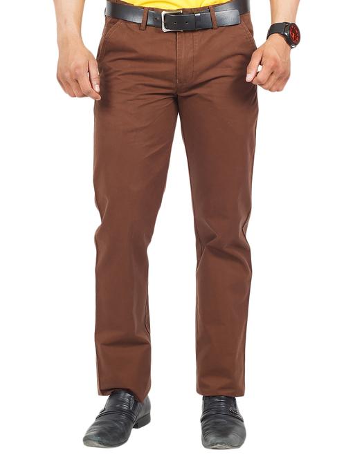 brown cotton chinos casual trousers - 13605602 - Very Small Image - 1