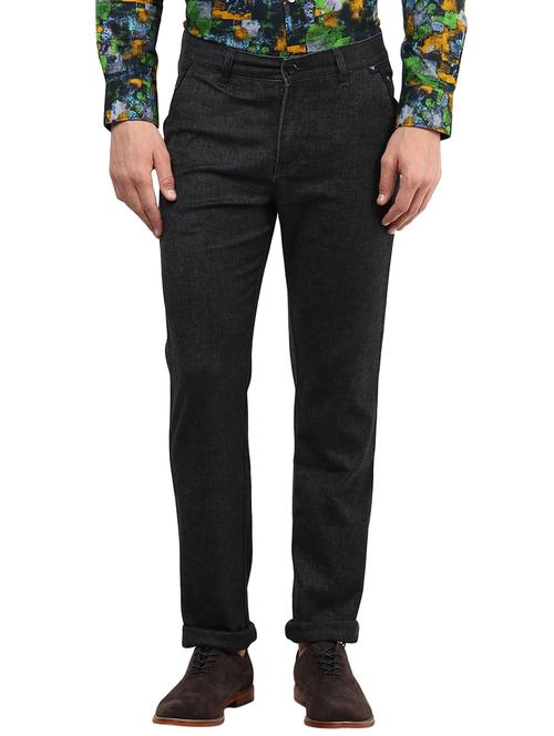 black cotton chinos casual trousers - 13605627 - Very Small Image - 1