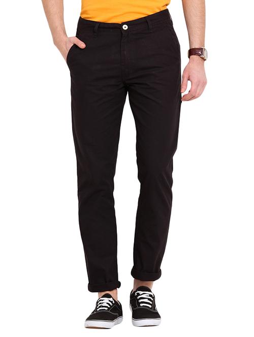 black cotton chinos casual trousers - 13648425 - Very Small Image - 1