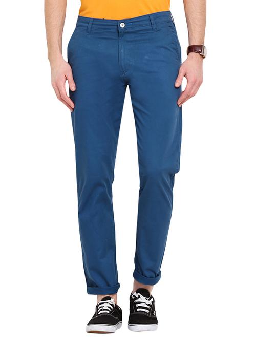 blue cotton chinos casual trousers - 13648434 - Very Small Image - 1