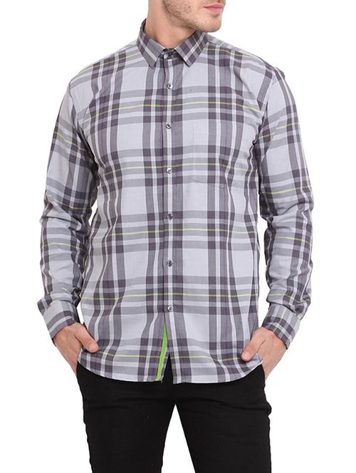 grey cotton casual shirt - 13648931 - Very Small Image - 1