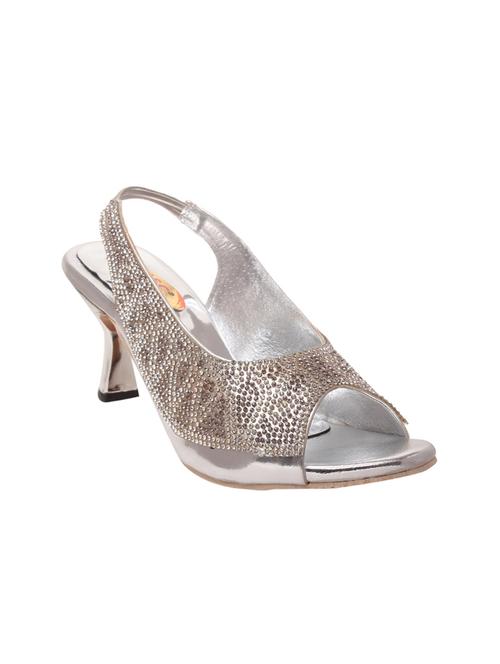 silver leatherette back strap sandals - 13650934 - Very Small Image - 1