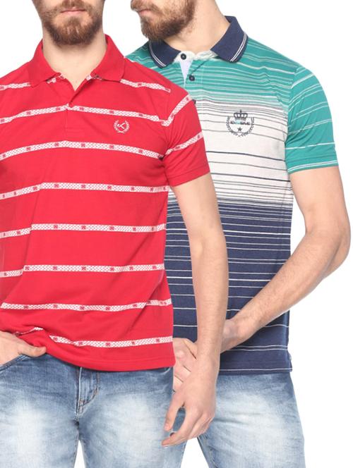 red and blue striped polo t-shirt combo  - 13651382 - Very Small Image - 1
