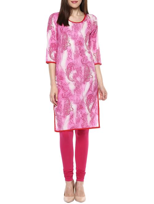 pink cotton straight kurta - 13653292 - Very Small Image - 1