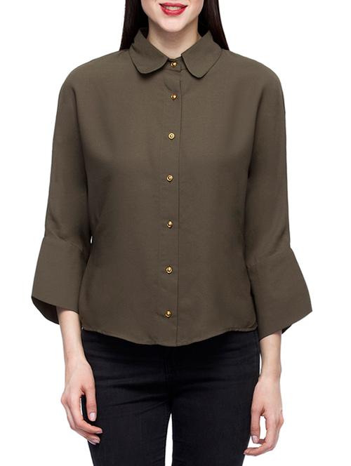 olive green regular shirt - 13653648 - Very Small Image - 1