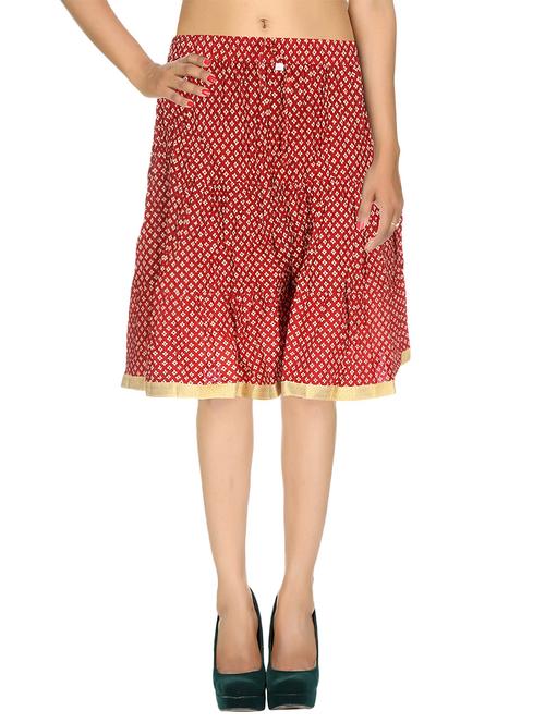 red cotton aline skirt - 13655975 - Very Small Image - 1
